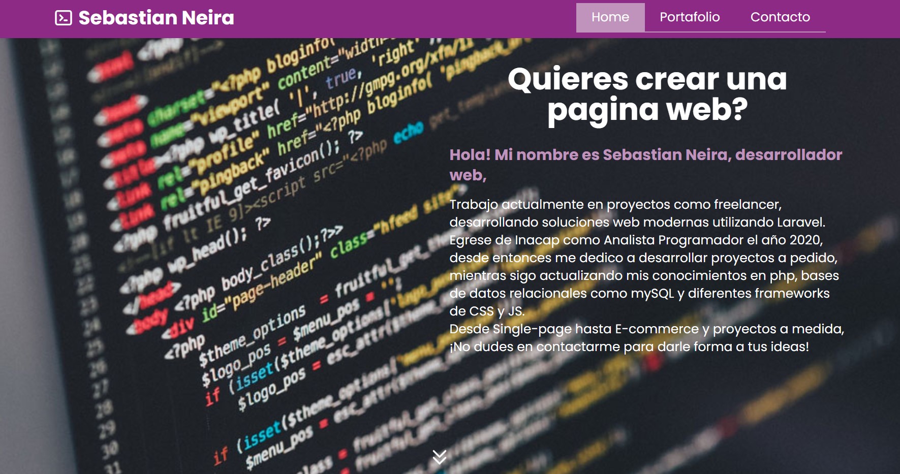 Portafolio Laravel, livewire y taiwindCSS